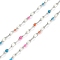 Brass Dapped Chains, with Enamel, with Spool, Soldered Lead Free & Cadmium Free, Platinum, Mixed Color, 4x2x0.2mm