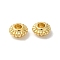 Rack Plating Brass Beads, Cadmium Free & Lead Free, Flat Round, Real 18K Gold Plated, 6.1x3.2mm, Hole: 2mm