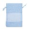 Cotton Packing Pouches, Drawstring Bags, with Organza Ribbons, Light Sky Blue, 18.3x13x0.35cm