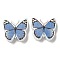 Printed Wood Beads, Butterfly/Bees, Cornflower Blue, 17~17.5x20x6mm, Hole: 2.5mm