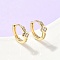 Rhombus Brass Micro Pave Clear Cubic Zirconia Hoop Earrings, Rack Plating, Long-Lasting Plated, Cadmium Free & Lead Free, Real 18K Gold Plated, 12.5x13.5x5mm