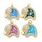 Brass Micro Pave Clear Cubic Zirconia Pendants, with Synthetic Opal, with Jump Ring, Real 18K Gold Plated, Elephant, Mixed Color, 20x20x4mm, Hole: 3.6mm