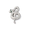 Brass Pave Clear Cubic Zirconia Pendants, Snake, Platinum, 23x15x3mm, Hole: 4x3mm and 5x2mm
