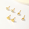 Elegant 3 Pairs Fashionable Casual Brass Stud Earring Sets, with Clear Cubic Zirconia, Real 18K Gold Plated, 6~10mm