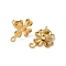 304 Stainless Steel Stud Earring Finding, with Horizontal Loops, Clover, Real 18K Gold Plated, 14.5x11mm, Hole: 1.2mm, Pin: 1mm