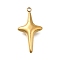 304 Stainless Steel Pendants, Star Charm, Ion Plating(IP), Real 18K Gold Plated, 28x15x6mm, Hole: 1.8mm
