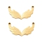 Ion Plating(IP) 304 Stainless Steel Pendants, Laser Cut, Wing Charm, Golden, 8x15x1mm, Hole: 1mm