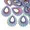 Ion Plating(IP) 304 Stainless Steel Filigree Pendants, Etched Metal Embellishments, Teardrop, Rainbow Color, 45x35x0.3mm, Hole: 2mm