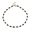 Column Natural Tiger Eyes & Kambaba Jasper & White Shell Beaded Necklaces for Women, Real 16K Gold Plated, 15.47 inch(39.3cm)