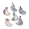 Natural Fluorite Pendants, Crescent Moon Charms with 201 Stainless Steel Snap on Bails, Stainless Steel Color, 23~24x15.5~17.5x7.5~8.5mm, Hole: 4x2.5mm