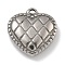 304 Stainless Steel Pendants,  Heart Charm, Antique Silver, 15x15x4.5mm, Hole: 1.5mm