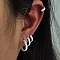 4 Pcs Stylish S925 Sterling Silver Hoop Earrings, with Clear Cubic Zirconia, Silver, 9~15x6~12mm