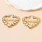 Alloy Hoop Earrings, Heart, Golden, Aquarius, 60x53mm