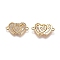 Brass Micro Pave Cubic Zirconia Links connectors, Heart with Heart, Clear, Golden, 13x20x2.7mm, Hole: 1.4mm