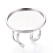 304 Stainless Steel Cuff Ring Findings, Flat Round Pad Ring Settings, Stainless Steel Color, Adjustable, 28mm, Tray: 25mm