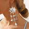 Alloy Sun Chandelier Earrings for Women, Platinum, 115x48mm