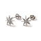 Rack Plating Brass Micro Pave Clear Cubic Zirconia Star Stud Earrings, Long-Lasting Plated, Lead Free & Cadmium Free, Platinum, 9mm, Pin: 0.7mm
