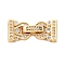 Brass Micro Pave Clear Cubic Zirconia Fold Over Clasps, Cadmium Free & Nickel Free & Lead Free, Real 18K Gold Plated, 22mm
