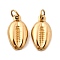 PVD Vacuum Plating 304 Stainless Steel Pendants, Cowrie Shell, Golden, 18.6x10.4x3.6mm, Hole: 5mm