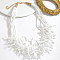 Boho Coral Shaped Glass Seed Beaded Cluster Necklaces, Golden, White, 17.72 inch(45cm)