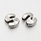 Letter Slider Beads for Watch Band Bracelet Making, Platinum Plated Alloy Crystal Rhinestone Slide Charms, Cadmium Free & Nickel Free & Lead Free, Letter.S, 11~13x9~11.5x4~5mm, Hole: 7.5~8x1mm