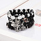 4Pcs Bohemian Style Alloy & Glass & Acrylic Charm Bracelets Set, Butterfly & Anchor & Elephant, Antique Silver, Black, 7-1/8 inch(18cm)