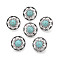 Zinc Metal Alloy & Natural Turquoise Buttons, 1-Hole, Flat Round, Antique Silver, 18.5mm, Hole: 2.5mm