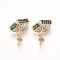 Brass Micro Pave Cubic Zirconia Peg Bails, for Half Drilled Beads, Butterfly, Real 18K Gold Plated, 16x12.5x4.5mm, Hole: 1~2X2.5~3mm, Pin: 0.8mm, Tray: 3.5mm