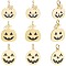 9Pcs 3 Styles 316 Surgical Stainless Steel Enamel Charms, with Jump Rings, for Halloween, Pumpkin, Black, Real 14K Gold Plated, 10~13x9.5~12x1mm, Jump Ring: 3.4x0.5mm, 2.4mm inner diameter, 3pcs/style
