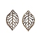 Iron Filigree Joiners Pendants, Etched Metal Embellishments, Leaf, Antique Bronze, 23.5x13.5x0.2mm
