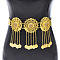 Alloy Light Colorado Topaz Rhinestone Flower Coin Tassel Waist Belly Chains for Beach Bikini, Golden, 1080mm