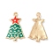 Christmas Alloy Enamel Pendants, Golden, Christmas Tree, 24.5x15.5x2mm, Hole: 1.6mm