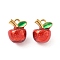 304 Stainless Steel Enamel Pendants, Ion Plating(IP), Golden, Apple, 14x11mm, Hole: 1.6mm