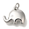 Brass Pendants, Elephant Charms, with Jump Ring, Platinum, 12x14.5x4.5mm, Hole: 3.5mm
