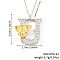 Brass Micro Pave Clear Cubic Zirconia Bee Initial Pendant Necklaces, Platinum & Golden, Letter U, 15.75 inch(40cm), pendant: 29x27mm