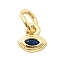 Brass Cubic Zirconia Charms, Horse Eye Charms, Cadmium Free & Lead Free, Real 18K Gold Plated, Long-Lasting Plated, Prussian Blue, 6x6x2.5mm, Hole: 3mm