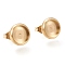 Ion Plating(IP) 304 Stainless Steel Stud Earring Settings, with Ear Nuts, Flat Round, Golden, Tray: 8mm, 10mm, Pin: 0.8mm