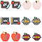 12Pcs 6 Style Teachers' Day Silicone Focal Beads, DIY Necklaces Making, Mixed Shapes, Mixed Color, 24~30x28~31x6.5~9mm, Hole: 2~3mm, 2pcs/style