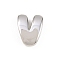 Brass Beads, Long-Lasting Plated, Rack Plating, Lead Free & Cadmium Free, Platinum, Letter V, 14x11x4.5mm, Hole: 11x3mm