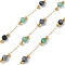 Ion Plating(IP) 304 Stainless Steel Link Chains, Soldered, with Natural Green Aventurine & Obsidian Beads and Spool, Real 18K Gold Plated, 2x0.5x0.1mm, about 32.81 Feet(10m)/Roll