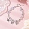 Natural Aquamarine Chip Beaded Bracelets, Alloy Butterfly Charm Bracelets for Women, 7-7/8 inch(20cm) Long+41mm Extender