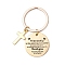 304 Stainless Steel & Alloy Keychain, with Alloy Ring, Flat Round and Cross, Golden, 63.5mm
