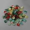 Transparent Glitter Glass Pendants, Leaf Charms, Mixed Color, 15x14x2.5mm, Hole: 1mm