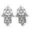 Tibetan Style Alloy Pendant Cabochon Settings, Lead Free & Cadmium Free, Hamsa Hand with David Star, Antique Silver, Tray: 10mm, 75.5x47x2.5mm, Hole: 5mm, 70pcs/1000g