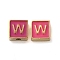 304 Stainless Steel Enamel Beads, Real 14K Gold Plated, Square with Letter, Letter W, 8x8x4mm, Hole: 2mm