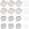 24Pcs 304 Stainless Steel Cabochon Connector Settings, Mixed Shapes, Stainless Steel Color, 27.5x21x2mm, Hole: 1.8mm, 6Pcs
