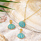 Shell Shape Zinc Alloy Enamel Pendant Necklace & Stud Dangle Earring Sets, Golden, 460mm