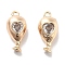 Rack Plating Brass Charms, With Glass, Faceted, Long-Lasting Plated, Teardrop with Heart, Real 18K Gold Plated, 15x7x5.5mm, Hole: 1.2mm