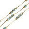 Handmade 304 Stainless Steel & Glass Beaded Chains, Soldered, with 316 Stainless Steel Cable Chain & Spool, Ion Plating(IP), Blue, Links: 13x3mm and 5x3mm