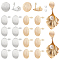 32Pcs 2 Colors Brass Ear Stud Findings, with Loop, Flat Round, Nickel Free, Real Gold Plated & Real Platinum Plated, 15mm, Hole: 2mm, 16pcs/color